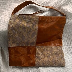 HOBO Leather and Faux Snakeskin print “Ellah” Shoulder Bag